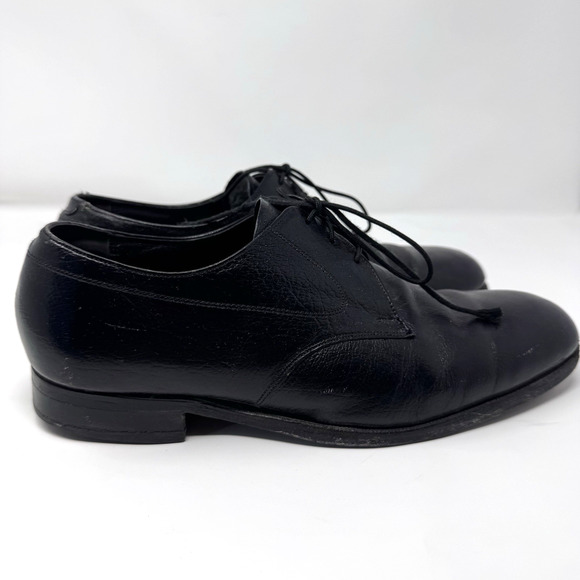Vtg Florsheim Men’s 9D Black Leather Cap Toe Oxford Dress Vibram Flaws main image 10